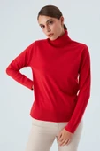Peraluna VALERIA PULLOVER Boğazlı İnce Kadın Triko Kazak - Kırmızı - 2