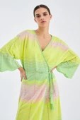 Peraluna SAKURA Çan Kollu Viskonlu Yazlık Kadın Triko Kimono - Lime Melanj - 4