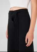 Peraluna Boru Paça Yüksek Bel Kadın Triko Pantolon - Siyah thumbnail 6