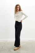Peraluna DENISE TROUSER Rahat Kalıp Pamuk-Yün Karşım Kadın Triko Pantolon - Siyah - 2