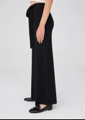 Peraluna Boru Paça Yüksek Bel Kadın Triko Pantolon - Siyah thumbnail 4