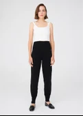 Peraluna Yüksek Bel Dar Paça Kaşmir Karışım Fit Kadın Triko Pantolon - Siyah thumbnail 1