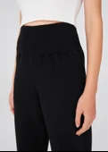 Peraluna Yüksek Bel Dar Paça Kaşmir Karışım Fit Kadın Triko Pantolon - Siyah thumbnail 6