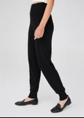 Peraluna Yüksek Bel Dar Paça Kaşmir Karışım Fit Kadın Triko Pantolon - Siyah thumbnail 3