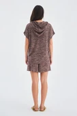 Peraluna KAIRA BLOUSE & SHORTS Kapüşonlu Yazlık Kadın Triko Şort Takım - Kahve Melanj - 9