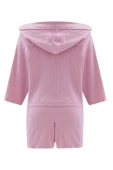 Peraluna MUJO CARDIGAN & SHORTS %100 Pamuk Kadın Triko Şort Takım - Şeker Pembe - 10