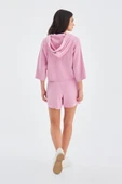 Peraluna MUJO CARDIGAN & SHORTS %100 Pamuk Kadın Triko Şort Takım - Şeker Pembe - 8