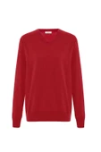 Peraluna MATEO V NECK PULLOVER Yumuşak Tuşeli Mevsimlik Erkek Triko Kazak - Kırmızı - 1