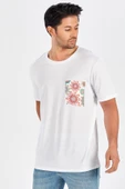 Peraluna Tek Cepli Düz Kesim Uzun Erkek T-Shirt - Beyaz - 2