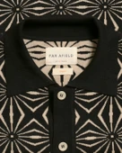 Far Afield ZIGGER CARDIGAN - TENTEO PATTERN Polo Yaka Kısa Kol %100 Organik Pamuk Erkek Triko Hırka - Siyah thumbnail 3