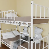 TEKNOR Argimo Zambak Genç Çocuk Yatak Odası Beyaz Metal Ranza ve Karyola - 3