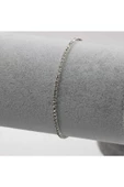 Tam Tur Gümüş 2mm Taşlı Gümüş Renk Esnek Su Yolu Bileklik - 4
