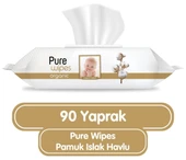 Pure Baby Islak Havlu Mendil 90 Yaprak Yenidoğan Organic Pamuklu (2 Li Set) 180 Yaprak Plst Kapak - 3