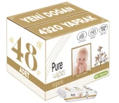 Pure Baby Islak Havlu Mendil 90 Yaprak Yenidoğan Organic Pamuklu (48 Li Set) 4320 Yaprak Plstk Kapak - 1