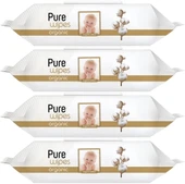 Pure Baby Islak Havlu Mendil 90 Yaprak Yenidoğan Organic Pamuklu (4 Lü Set) 360 Yaprak Plstk Kapak - 1