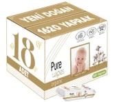 Pure Baby Islak Havlu Mendil 90 Yaprak Yenidoğan Organic Pamuklu (18 Li Set) 1620 Yaprak Plstk Kapak - 1