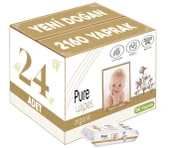 Pure Baby Islak Havlu Mendil 90 Yaprak Yenidoğan Organic Pamuklu (24 Lü Set) 2160 Yaprak Plstk Kapak - 1