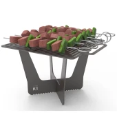 Izgaralı KARE Sac Ayağı Portatif Ateş Demiri Kamp ve Piknikcilere - 1