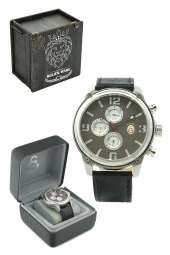 Galatasaray Orijinal Deri Kordonlu Multifonksiyonel Kol Saati Hediyelik Ahşap Kutulu - 1