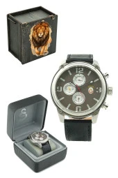 Galatasaray Orijinal Deri Kordonlu Multifonksiyonel Kol Saati Hediyelik Ahşap Kutulu - 1