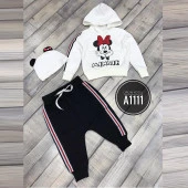 MODAVALS MINNIE BASKILI KAPİŞONLU BERELİ 3 PARÇA KIZ ÇOCUK EŞOFMAN TAKIM 2-3 YAŞ - 2