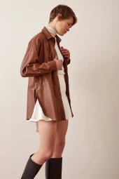 Deri Gömlek Koyu Kahve thumbnail 3