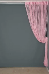 DÜZ İP PEMBE RUSTİK EN 100 CM BOY 210 CM HAZIR İP PERDE thumbnail 5