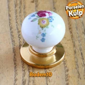Gül Gerçek Porselen Gold Düğme Kulpları Mobilya Mutfak Dolabı Çekmece Dolap Kulpu Kulbu Altın thumbnail 1