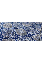 6 m2 Osmanlı Desenli Mavi Halı Örtüsü, Savan, Çok Amaçlı Pike, Pamuklu thumbnail 3