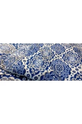 6 m2 Osmanlı Desenli Mavi Halı Örtüsü, Savan, Çok Amaçlı Pike, Pamuklu thumbnail 4