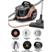 Goldmaster Goldpower Sessiz 2.5 Litre Kapasiteli Hız ve Emiş Güç Ayarlı Fitreli Toz Torbasız Elektrikli Süpürge - 2