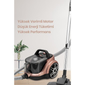 Goldmaster Goldpower Sessiz 2.5 Litre Kapasiteli Hız ve Emiş Güç Ayarlı Fitreli Toz Torbasız Elektrikli Süpürge - 3