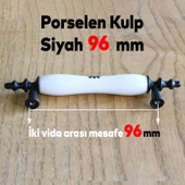 Gül Gerçek Porselen Siyah Beyaz 96 Mm Kulpları Mobilya Mutfak Dolabı Çekmece Dolap Kulpu Kulbu - 3