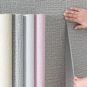 Renkli Duvarlar 50x280cm Keten Kahvesi Yapışkanlı Isı Ve Ses Yalıtımını Destekler Boyanabilir Duvar Paneli Kağıdı thumbnail 1