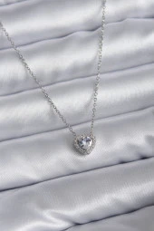 316L Çelik Zincir Zirkon Taşlı Charm Kadın Kolye thumbnail 1