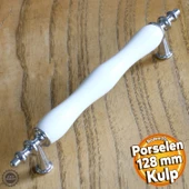 Gül Gerçek Porselen Siyah Beyaz 128 Mm Kulpları Mobilya Mutfak Dolabı Çekmece Dolap Kulpu Kulbu thumbnail 1