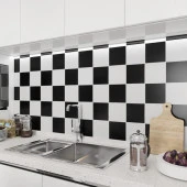 Renkli Duvarlar 30X30CM 10 Adet( 5 siyah 5 beyaz)Silinebilir Parlak Dama Modern Tasarım Duvar Kaplama Paneli Karosu thumbnail 1