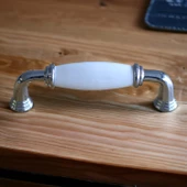 Gül Gerçek Porselen Beyaz 96 Mm Kulpları Mobilya Mutfak Dolabı Çekmece Dolap Kulpu Kulbu 9.6 Cm - 5