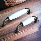 Gül Gerçek Porselen Eskitme Antik Sarı 128 mm Mobilya Mutfak Çekmece Dolap Kulpu Kulbu Kulpları - 5