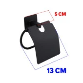 Tuvalet Kağıtlık Yapışkanlı Kapaklı Aparat WC Kağıt Standı Paslanmaz Metal Sağlam Siyah Estetik thumbnail 2