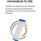 10" DAİRE GİRİŞİ YIKANABİLİR FİLTRELİ SU ARITMA FİLTRE KABI 1" - 3