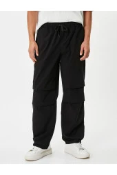 Paraşüt Bol Pantolon Oversize Beli Bağcıklı Cep Detaylı - 3