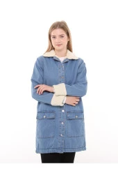 Morden Denim Ceket - Mavi - 5