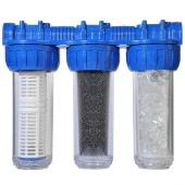 10"ÜÇLÜ SU FİLTRESİ DAİRE VE BİNA GİRİŞİ IÇİN ÜÇLÜ SET ARITMA SİSTEMİ 1" - 2