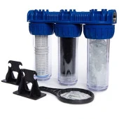 10"ÜÇLÜ SU FİLTRESİ DAİRE VE BİNA GİRİŞİ IÇİN ÜÇLÜ SET ARITMA SİSTEMİ 1" - 3