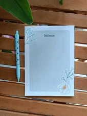Beyaz Çiçek  A5 Boy Notepad Memopad Check List Not Defteri Bloknot - 3