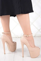 Erkan Saçmacı Betty Ten Vegan Önü Açık Platformlu Abiye Ayakkabı 18 cm. - 3