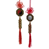 Çin Feng Shui Şans ve Bereket Bagua Ayna Beşli Para 35 cm thumbnail 1