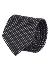 Esgue Hand Made 7.5 cm Siyah Gri Desenli Kravat Mendil thumbnail 2