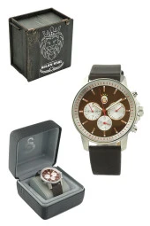 Galatasaray Orijinal Kahverengi Deri Kordonlu Kol Saati Hediyelik Ahşap Kutulu - 1